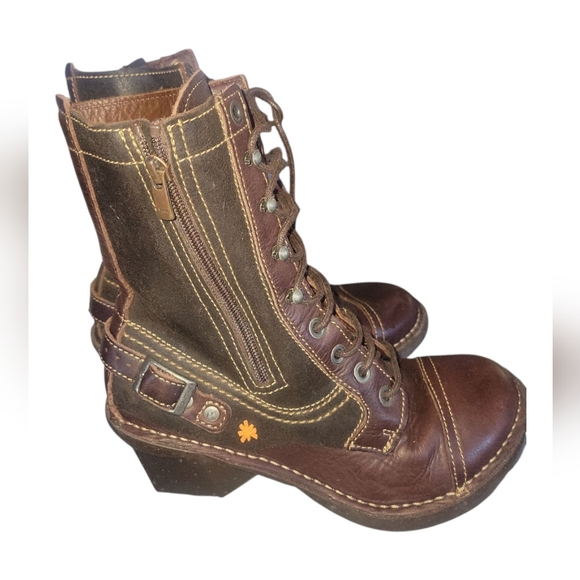 Art Metropolitan Soul *THE Art Company* Brown Leather Lace-Up Combat Boots 37 - Picture 6 of 10